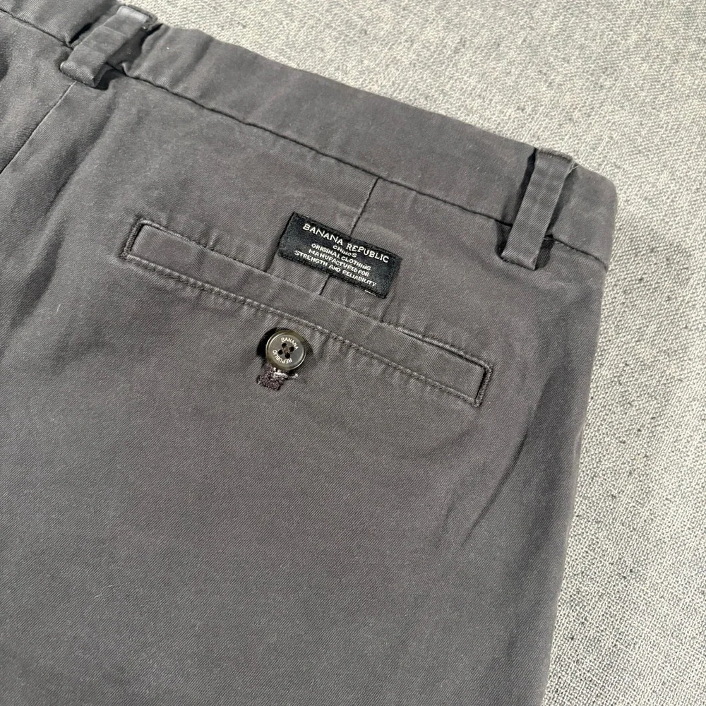 Banana Republic Aiden Chino Men 35x36 Gray Slim Fit‎ Stretch Cotton Pants